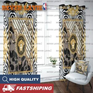 Versace Big Logo In Luxury Animal Printed Window Curtain
