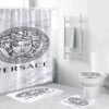 Versace Big Black Logo In Golden Background Bathroom Accessories Set