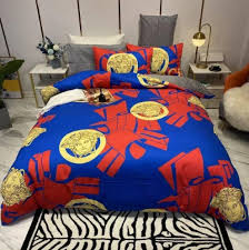 Versace Blue And Red Bedding Set King Size