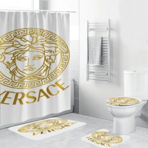 Versace Fancy Big Golden Logo In White Bathroom Accessories Set
