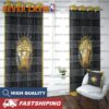 Versace Golden Big Logo With Signature Greca Pattern In Mistic Black Background Window Curtai…