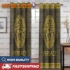 Versace Golden Medusa Logo In Grey And White Background Window Curtain Versace Golden Medusa Logo In Grey And White Background Window Curtain