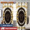 Versace Golden Medusa Logo In Grey And White Background Window Curtain Versace Golden Medusa Logo In Grey And White Background Window Curtain