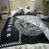 Versace Floral In Green Background Most Comfortable Bedding Set Versace Floral In Green Background Most Comfortable Bedding Set