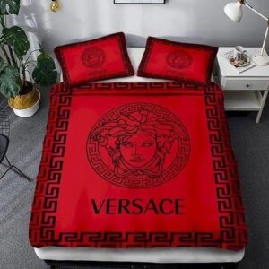 Versace Red Background Most Comfortable Bedding Set