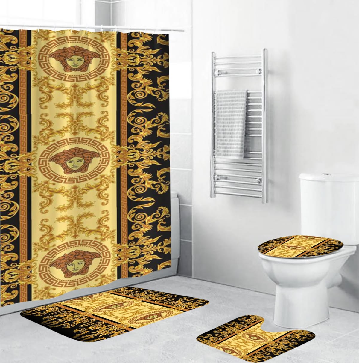Versace Royal All Signature Details Bathroom Shower Curtain Set Versace Royal All Signature Details Bathroom Shower Curtain Set
