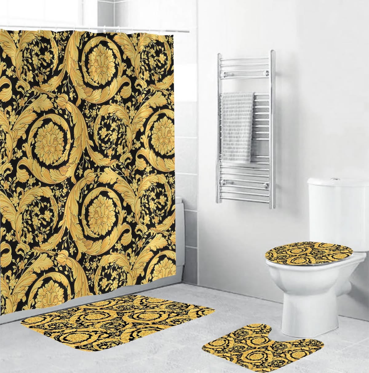 Versace Signature Baroque Pattern Bathroom Accessories Set Versace Signature Baroque Pattern Bathroom Accessories Set