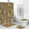 Versace Yellow Logo Pattern In Beige Background Bathroom Shower Curtain Set