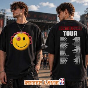 ASAP Rocky Don’t Be Dumb Tour Smiley Dateback 2026 Official Two Sides Black T-Shirt