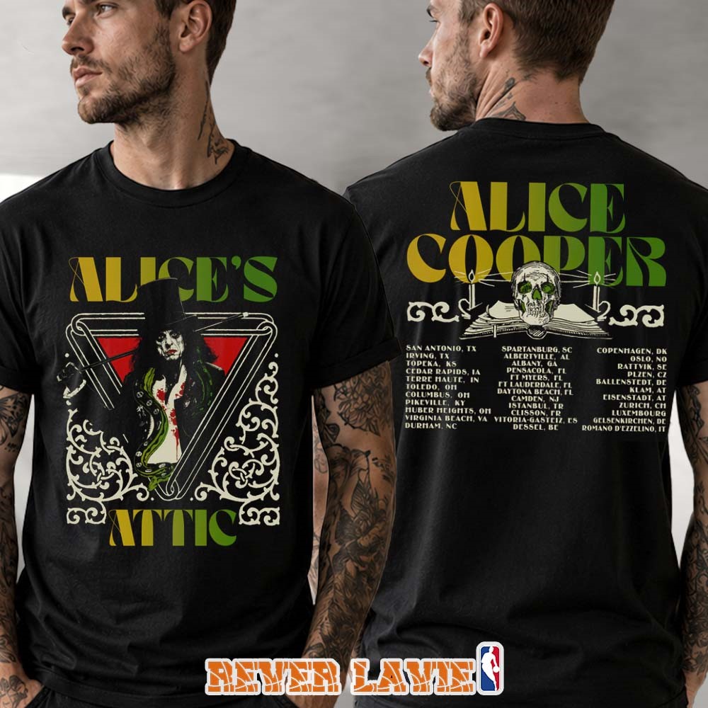 Alice Cooper Alice's Attic Tour 2026 European Dates Black Graphic T-Shirt Alice Cooper Alice's Attic Tour 2026 European Dates Black Graphic T-Shirt