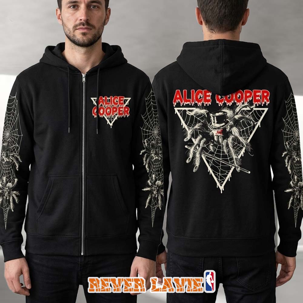 Alice Cooper Spider Horror Graphic Official Band Merch Zip Hoodie Alice Cooper Spider Horror Graphic Official Band Merch Zip Hoodie