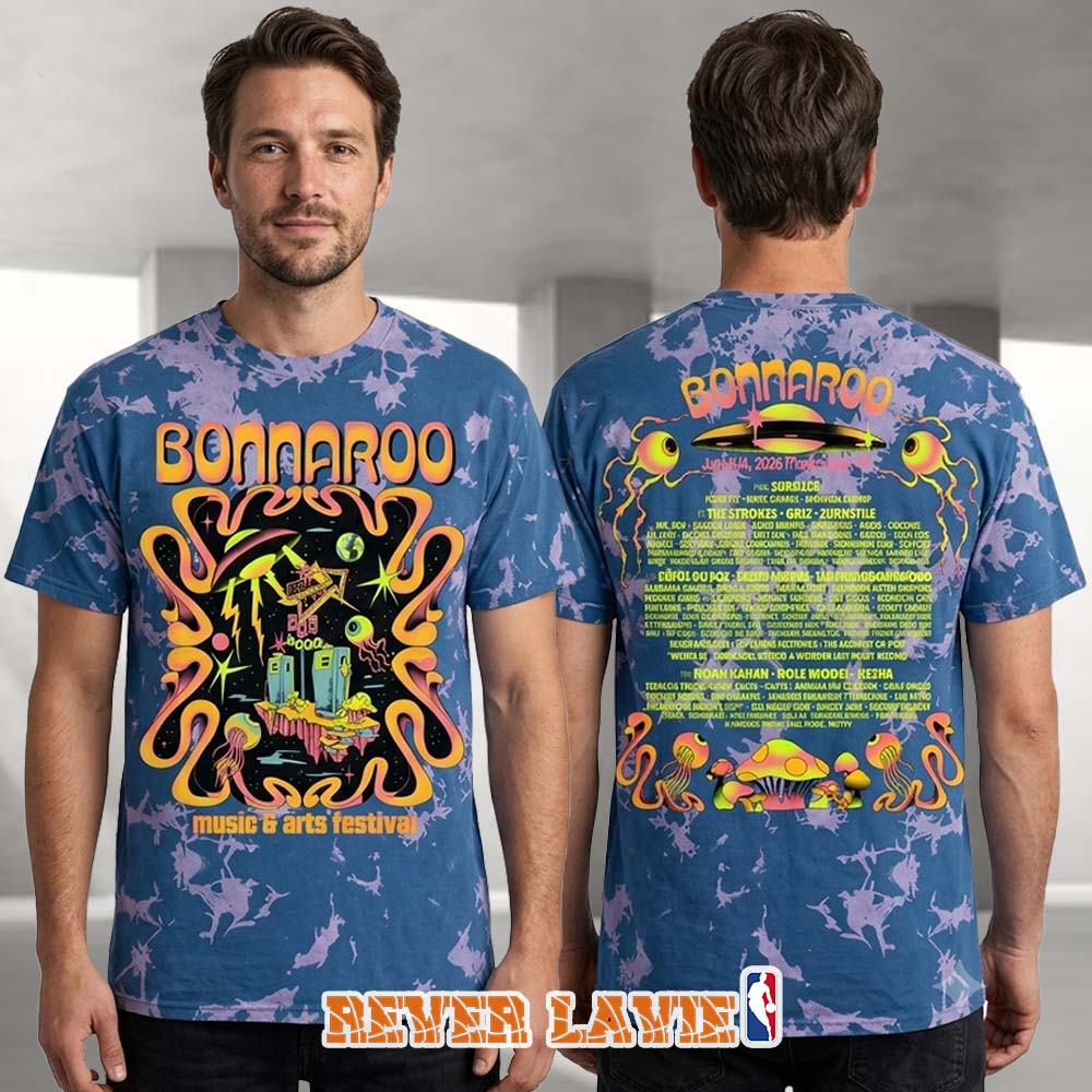 Bonnaroo 2026 Festival On June 11-14 Interstellar Station Lineup All Over Print Tee Bonnaroo 2026 Festival On June 11-14 Interstellar Station Lineup All Over Print Tee