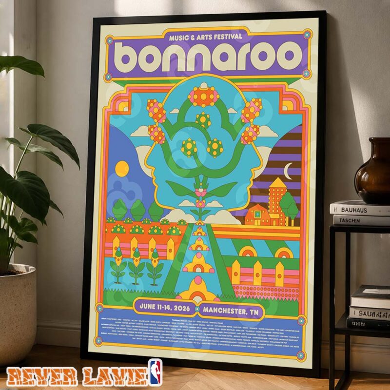 Bonnaroo Music & Arts Festival 2026 Official Commemorative Poster At Great Stage Park In Manchester Tennessee On June 11 14 2026 Home Decor Poster Canvas