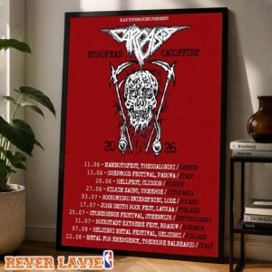 Carcass Tour Dates Poster European Cacoffiny In Europe June August 2026 Festival Wall Art Print