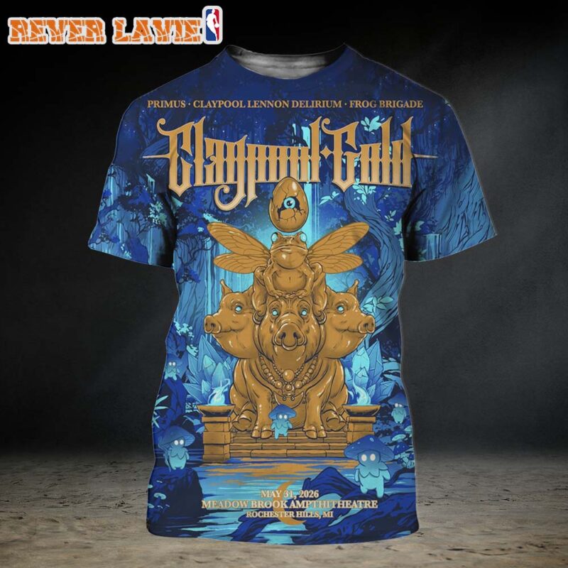 Claypool Gold Concert Poster At Meadow Brook Amphitheatre In Rochester Hills Michigan On May 31 2026 All Over Print Shirt
