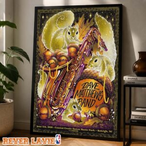Dave Matthews Band Poster At Coastal Credit Union Music Park In Raleigh NC On June 5 2026 Squirrel Acorn Saxophone Artwork Home Decor Poster Canvas