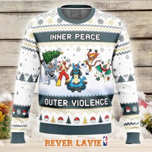 Fighting Type Inner Peace Pokemon Ugly Christmas Sweater
