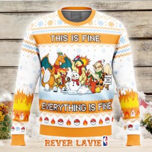 Fire Type This Is Fine Pokemon Ugly Christmas Sweater