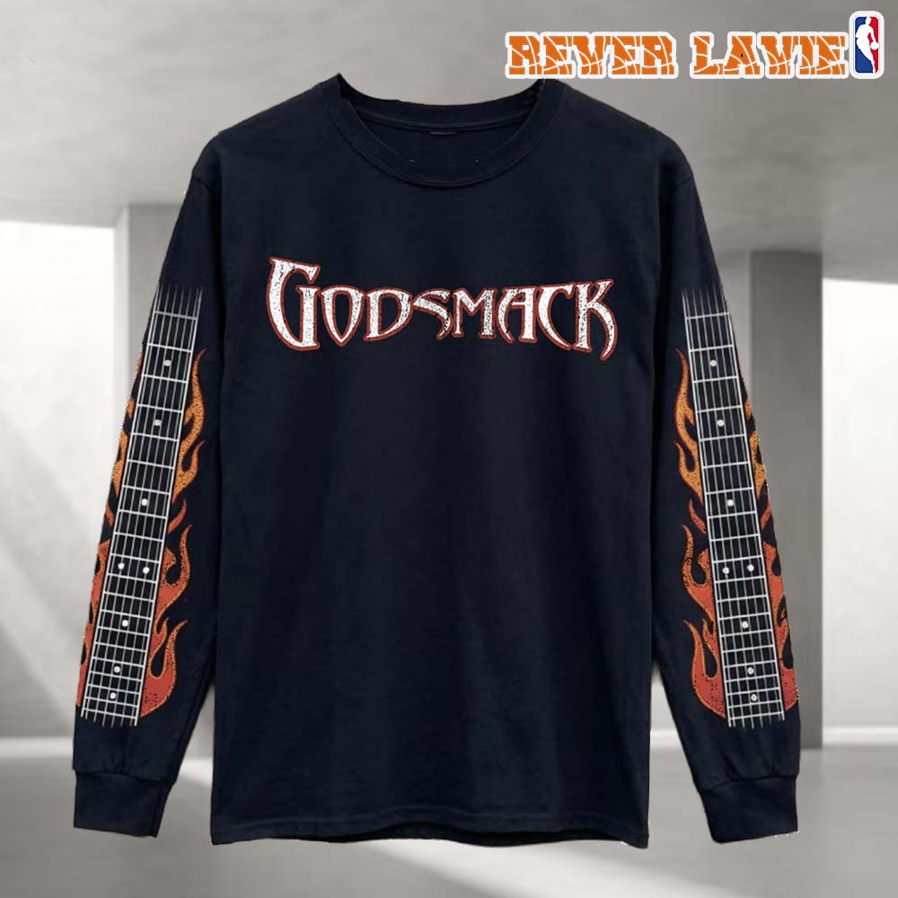 Godsmack 2026 North American Tour Flame Guitar Long Sleeve Tee Godsmack 2026 North American Tour Flame Guitar Long Sleeve Tee
