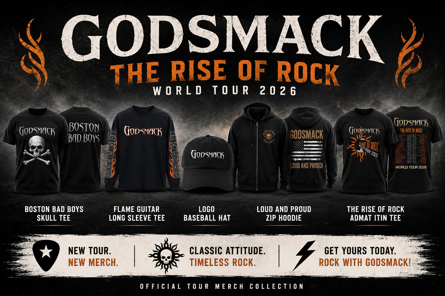 Godsmack The Rise of Rock World Tour 2026 Merch Collection
