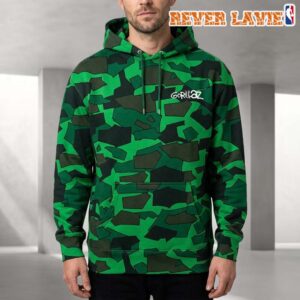 Gorillaz The Mountain Tour Summer 2026 Camo Green All Over Print Hoodie