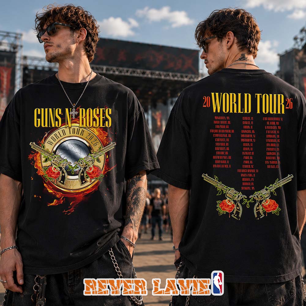 Guns N Roses Exclusive Merch World Tour 2026 Admat Two Sides T-Shirt Guns N Roses Exclusive Merch World Tour 2026 Admat Two Sides T-Shirt