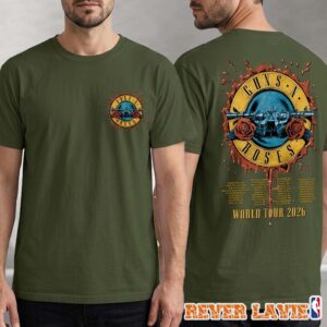 Guns N Roses Exclusive Merch World Tour 2026 Military Green T-Shirt