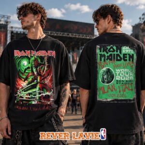 Iron Maiden Italy 2026 Event Merch Tee For Milan Italy At San Siro Stadium on June 17 2026 Run For Your Lives World Tour Two Sided Tee