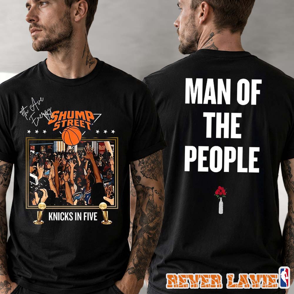 Jesse Queen x Centerpiece Man Of The People New York Knicks 2026 NBA Champions Knicks In Five Limited Edition T-Shirt Jesse Queen x Centerpiece Man Of The People New York Knicks 2026 NBA Champions Knicks In Five Limited Edition T-Shirt