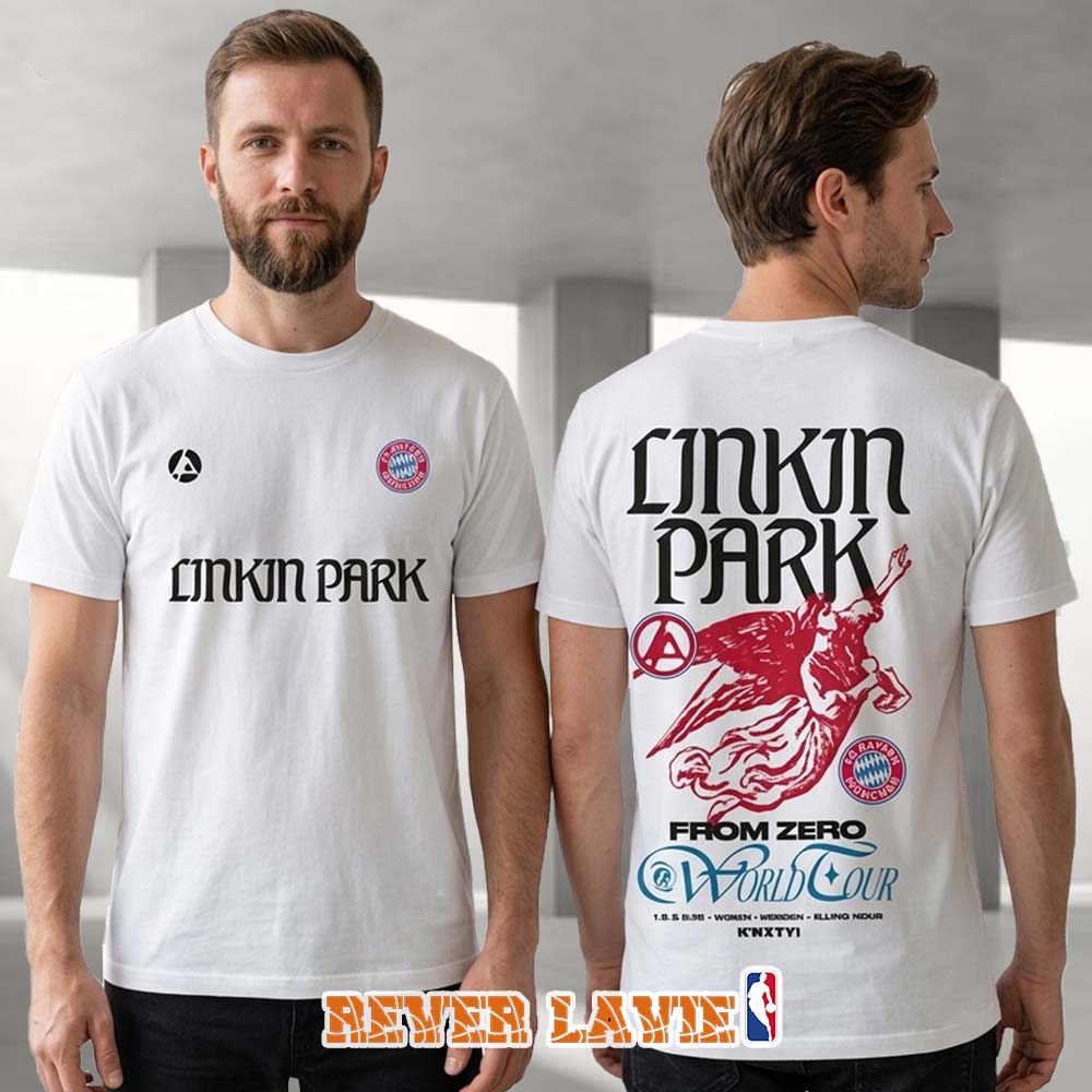 Linkin Park x FC Bayern München From Zero World Tour Pop-Up Shop Exclusive White T-Shirt Allianz Arena Munich Germany June 11-12 2026 Linkin Park x FC Bayern München From Zero World Tour Pop-Up Shop Exclusive White T-Shirt Allianz Arena Munich Germany June 11-12 2026