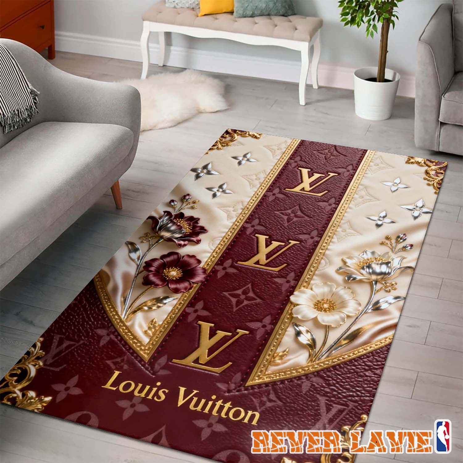 Louis Vuitton French Luxury Icon Series High-End Designer Style Home Rug Louis Vuitton French Luxury Icon Series High-End Designer Style Home Rug