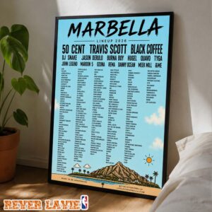 Marbella Music Festival Lineup Poster At Marbella Arena In Marbella Andalusia On Summer 2026 Poster Canvas