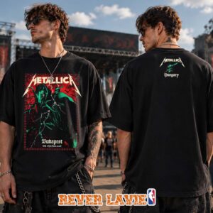 Metallica M72 Budapest Exclusive Merch Tee For Hungary At Puskas Arena in Budapest on June 11 2026 Art By Alex Almeida Two Sided Tee