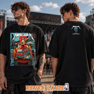 Metallica M72 Dublin Exclusive Merch Tee For Night 2 Show at Aviva Stadium in Dublin Ireland on June 19th 2026 Celtic Goddess Skull Cart Artwork Two Sided Tee