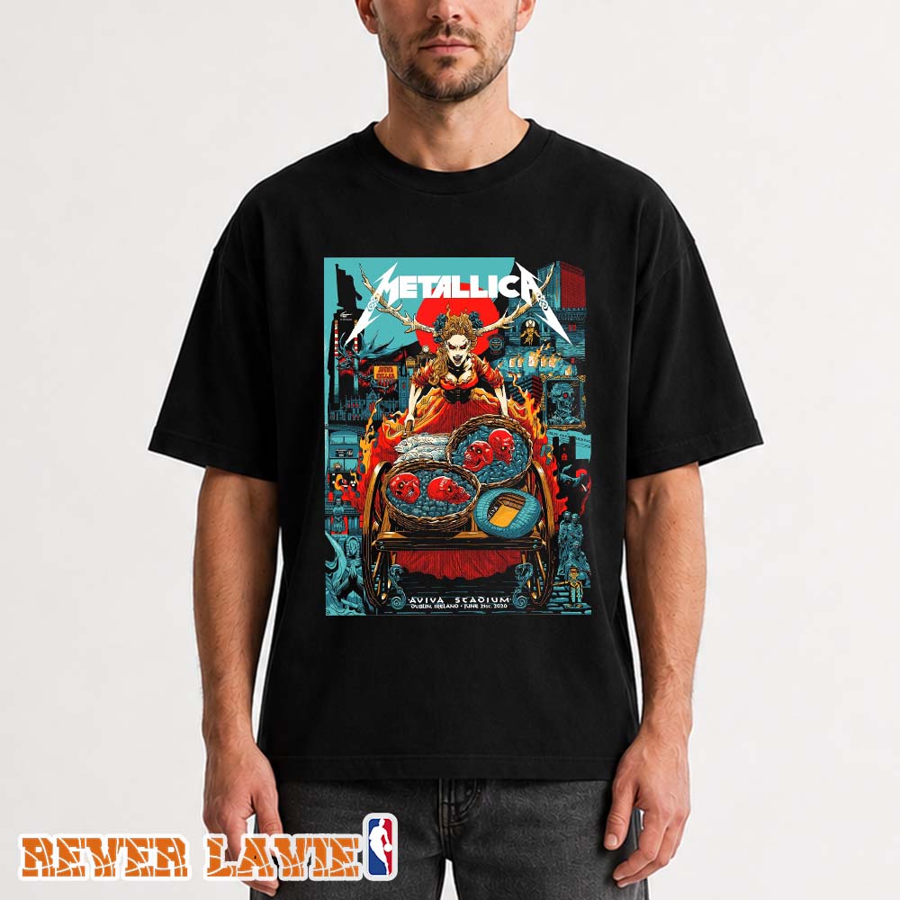 Metallica M72 Dublin Exclusive Poster Night 2 For Dublin Ireland at Aviva Stadium on June 19th 2026 Celtic Goddess Skull Cart Artwork Unisex Tee Metallica M72 Dublin Exclusive Poster Night 2 For Dublin Ireland at Aviva Stadium on June 19th 2026 Celtic Goddess Skull Cart Artwork Unisex Tee