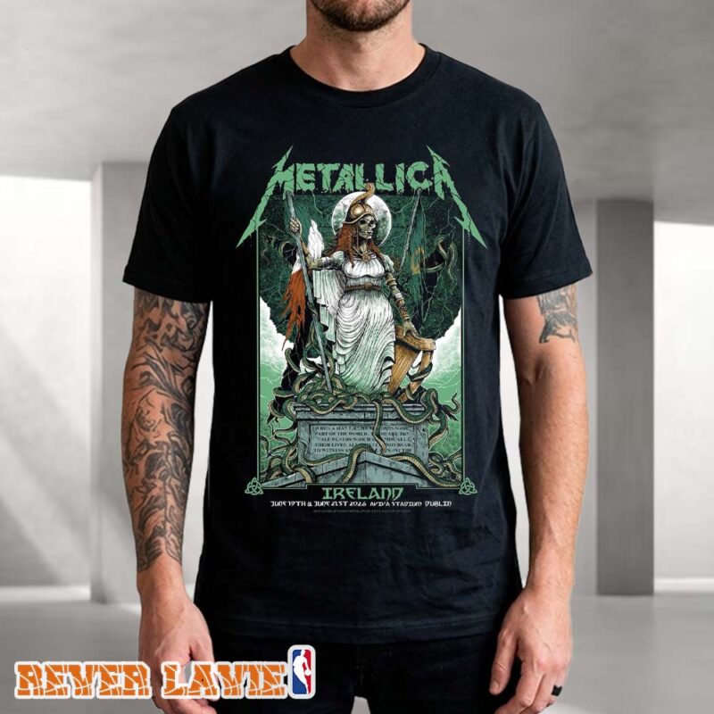 Metallica M72 Dublin Ireland Pop up Shop Poster for Aviva Stadium on June 19 and 21th 2026 No Repeat Weekend Unisex Tee