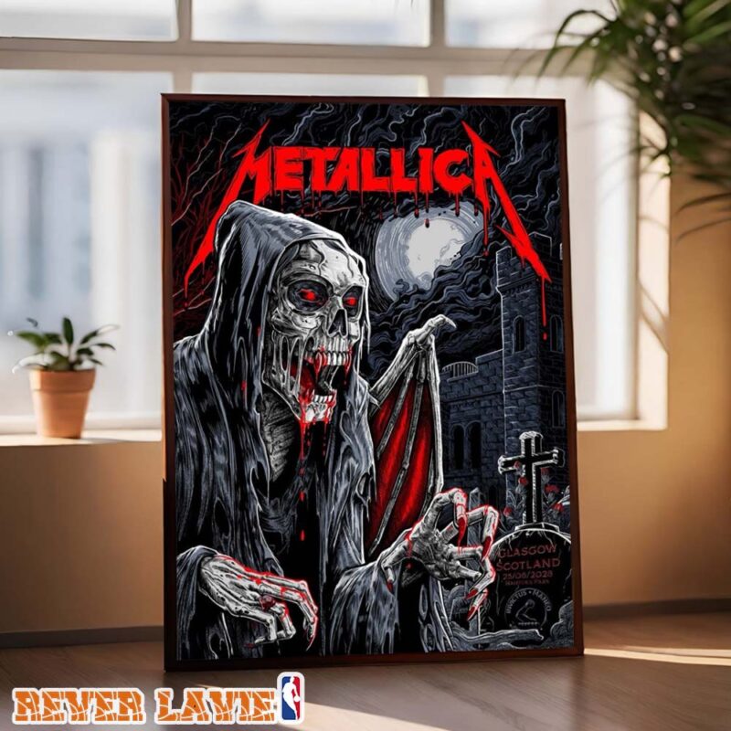 Metallica M72 Glasgow Pop Up Exclusive Print For Scotland UK At Hampden Park on June 25 2026 Art by Landon Armstrong Home Decor Poster