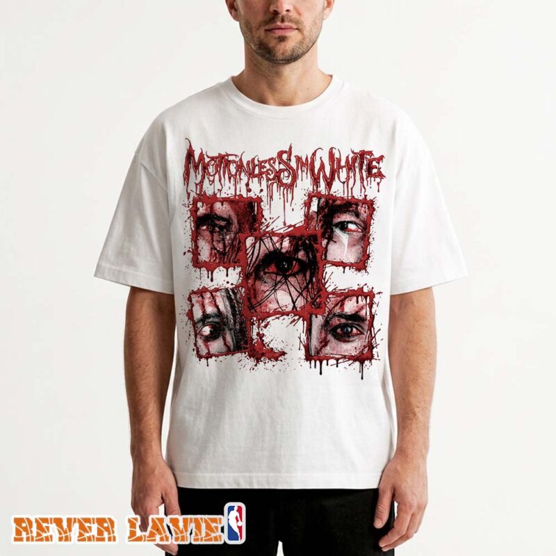 Motionless In White Bloodshot Horror Graphic White T Shirt