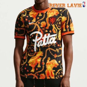 Patta x Nike KNVB Netherlands National Team Pre-Match Black Orange All Over Print Shirt