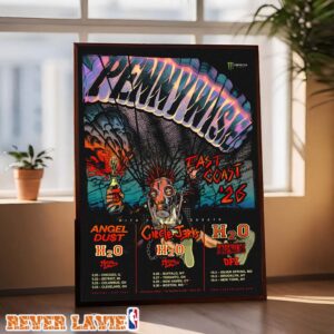 Pennywise Concert Poster East Coast Tour 2026 With Angel Dust H2O Circle Jerks Murphys Law Hardcore Punk Artwork Decorative Art Print