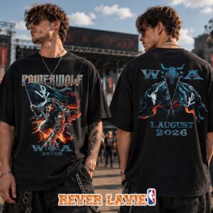 Powerwolf x Wacken Open Air WOA 2026 Official Metal Festival Collaboration Graphic Two Sides Black T-Shirt