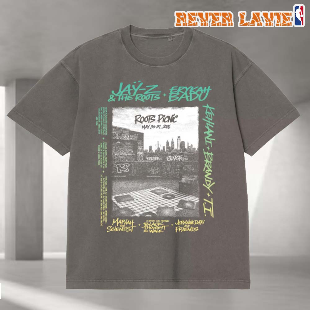 Roots Picnic 2026 Philly Rooftop Graff Shadow Lineup Tee Roots Picnic 2026 Philly Rooftop Graff Shadow Lineup Tee