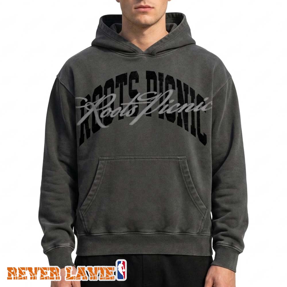 Roots Picnic Evergreen Double Logo Pigment Black Hoodie Roots Picnic Evergreen Double Logo Pigment Black Hoodie