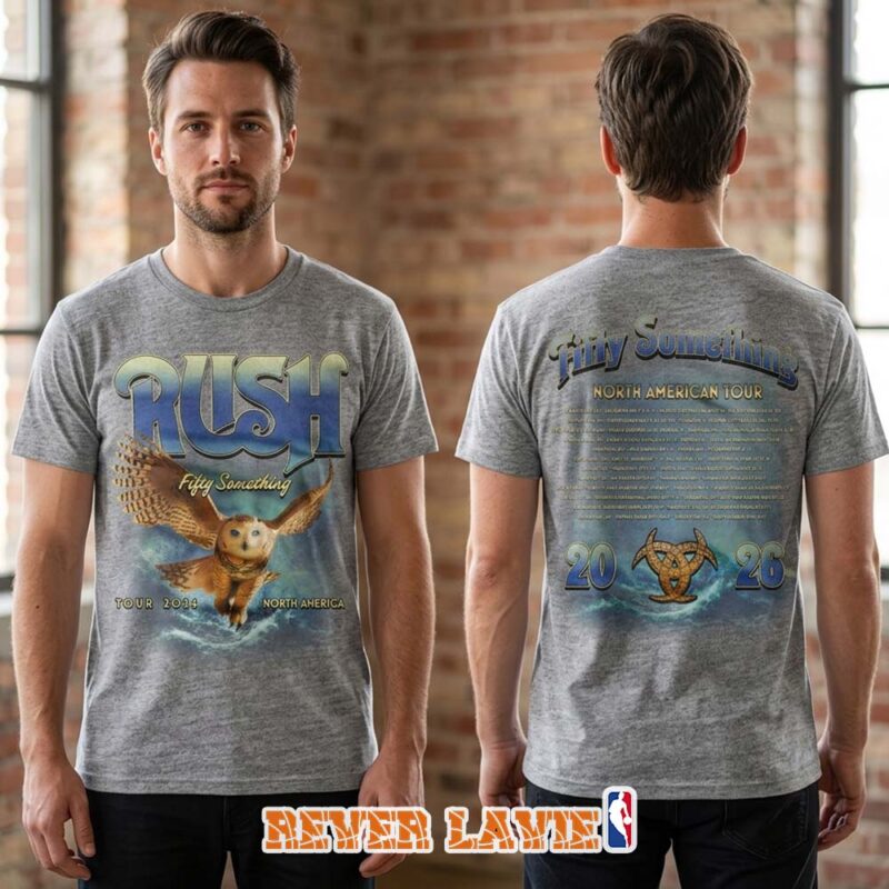 Rush 2026 Fifty Something Tour Grey Owl Fifty Tour All Over Print Shirt