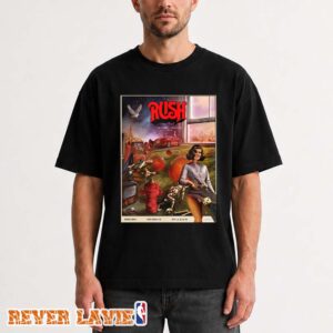 Rush Concert Poster At Dickies Arena In Fort Worth Texas On June 24 26 28 30 2026 Fifty Something Tour Surreal Collage Artwork Unisex Tee