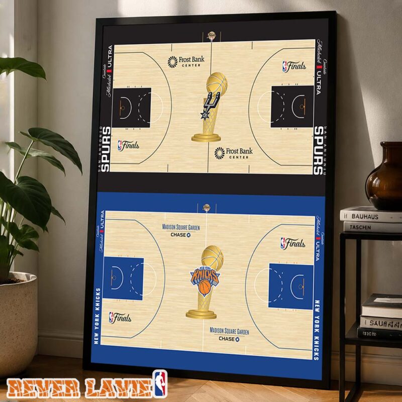 San Antonio Spurs vs New York Knicks 2026 NBA Finals Championship Court Artwork Home Decor Poster Canvas