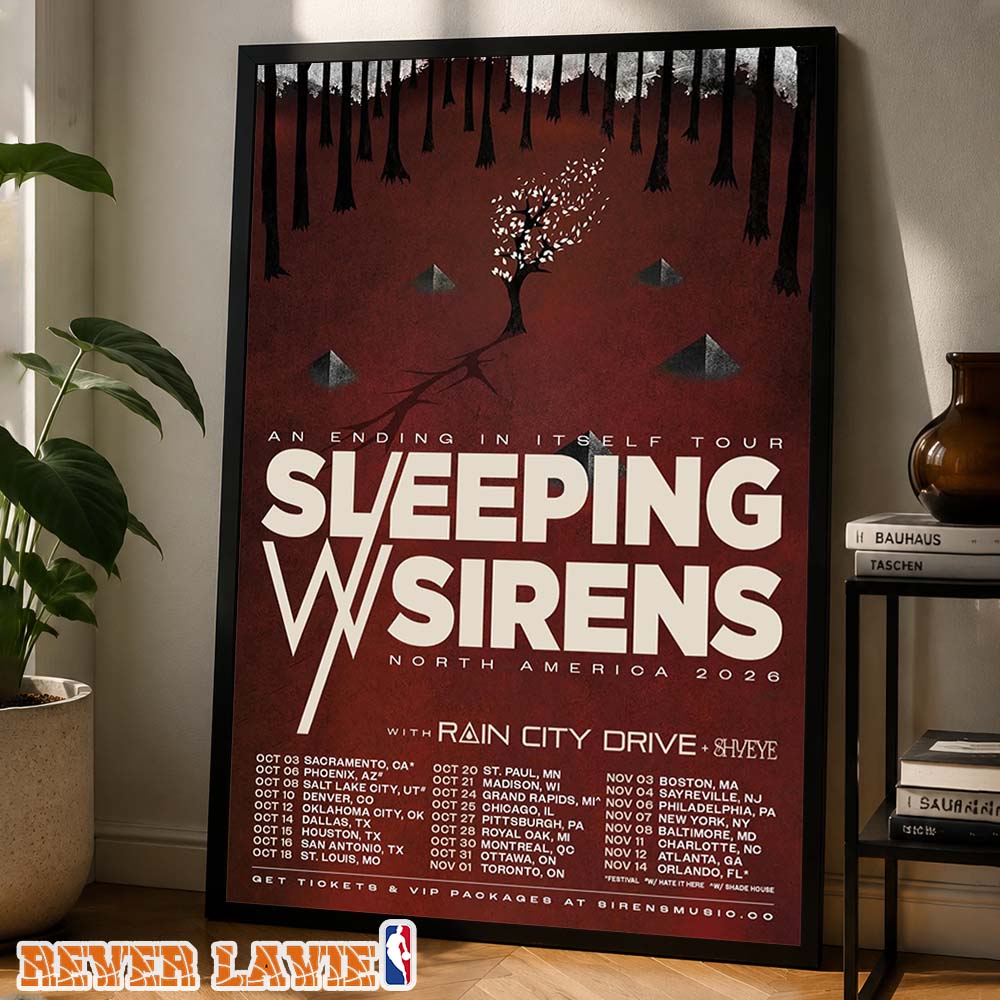 Sleeping With Sirens Tour Poster An Ending In Itself Tour Across North America 2026 Decorative Art Print Sleeping With Sirens Tour Poster An Ending In Itself Tour Across North America 2026 Decorative Art Print