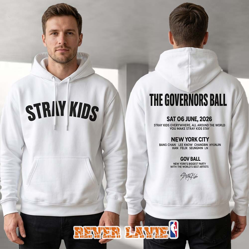Stray Kids Event Merch At Gov Ball In NYC On June 6 2026 Stray Kids Everywhere All Around The World White Hoodie Stray Kids Event Merch At Gov Ball In NYC On June 6 2026 Stray Kids Everywhere All Around The World White Hoodie