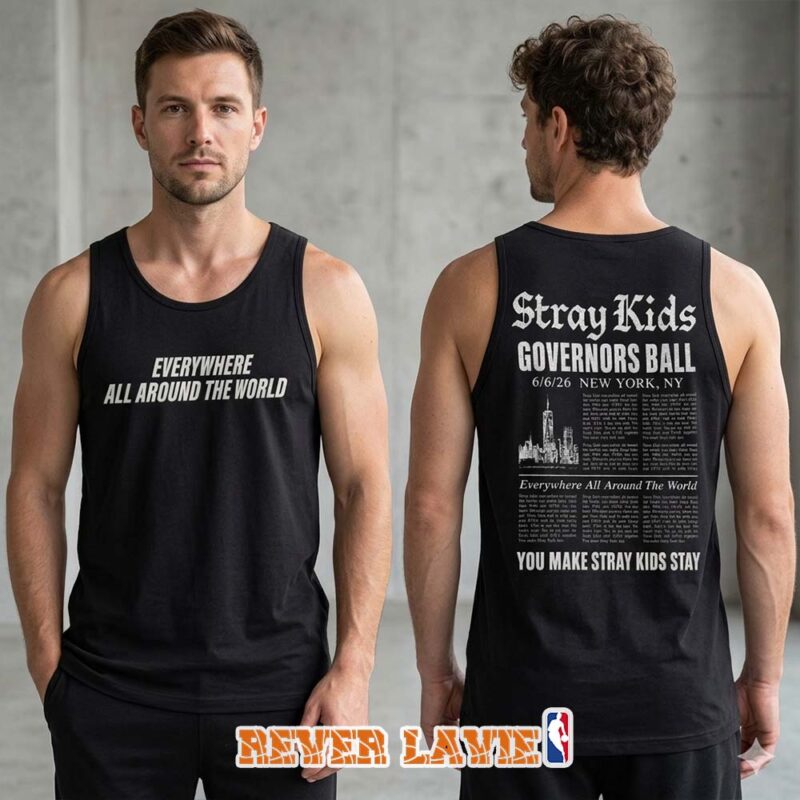 Stray Kids Event Tee Merch At Gov Ball In NYC On June 6 2026 Stray Kids Everywhere All Around The World Unisex Tank Top