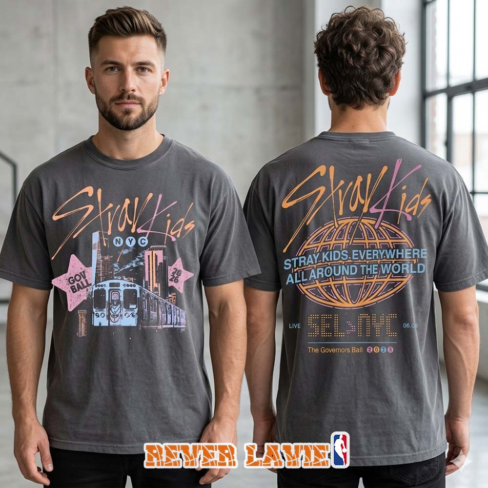 Stray Kids Governors Ball NYC 2026 Event Exclusive Charcoal T-Shirt Stray Kids Everywhere All Around The World June 6 2026 Stray Kids Governors Ball NYC 2026 Event Exclusive Charcoal T-Shirt Stray Kids Everywhere All Around The World June 6 2026